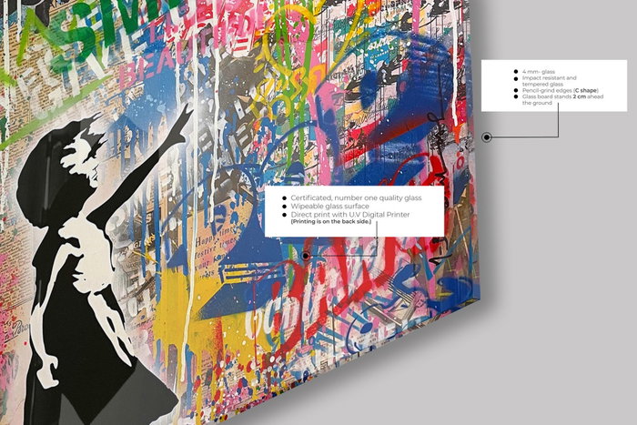 Wallity Pintura Decorativa de Vidrio Templado Multicolor 70 x 70 cm Wallity Pintura Decorativa de Vidrio Templado Multicolor 70 x 70 cm